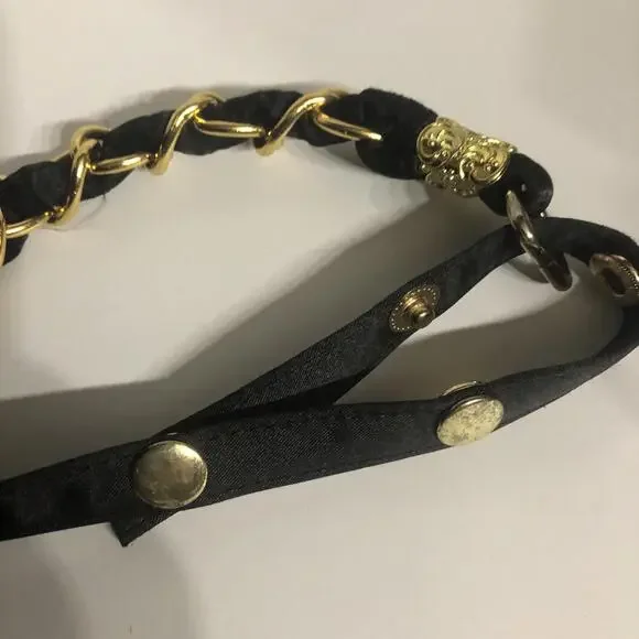 Vintage-Inspired Black Quilted Lion Medallion Bucket Bag – Gold Stud Accents - Picture 8 of 9